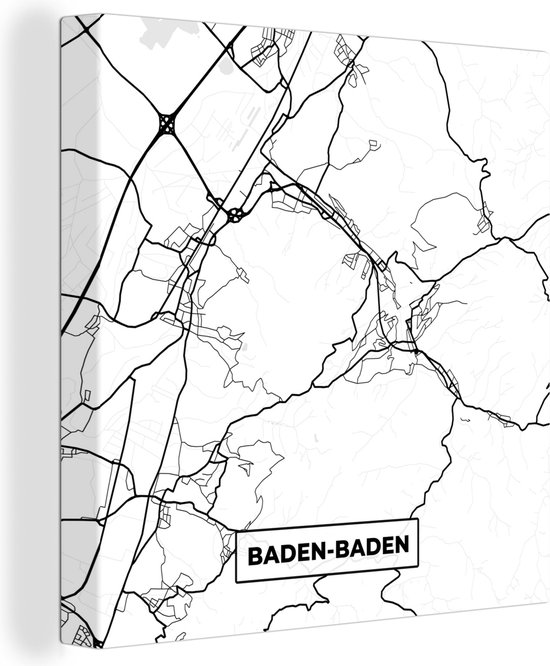 Peinture sur toile Baden-Baden - Plan de la ville - Plan d'étage - Carte - 20x20 cm - Décoration murale