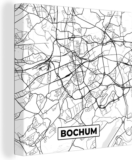 Peinture sur toile Carte - Bochum - Carte - Plan de la ville - 20x20 cm - Décoration murale