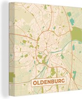 Peinture sur toile Carte - Oldenbourg - Vintage - Carte - Plan de la ville - 20x20 cm - Décoration murale