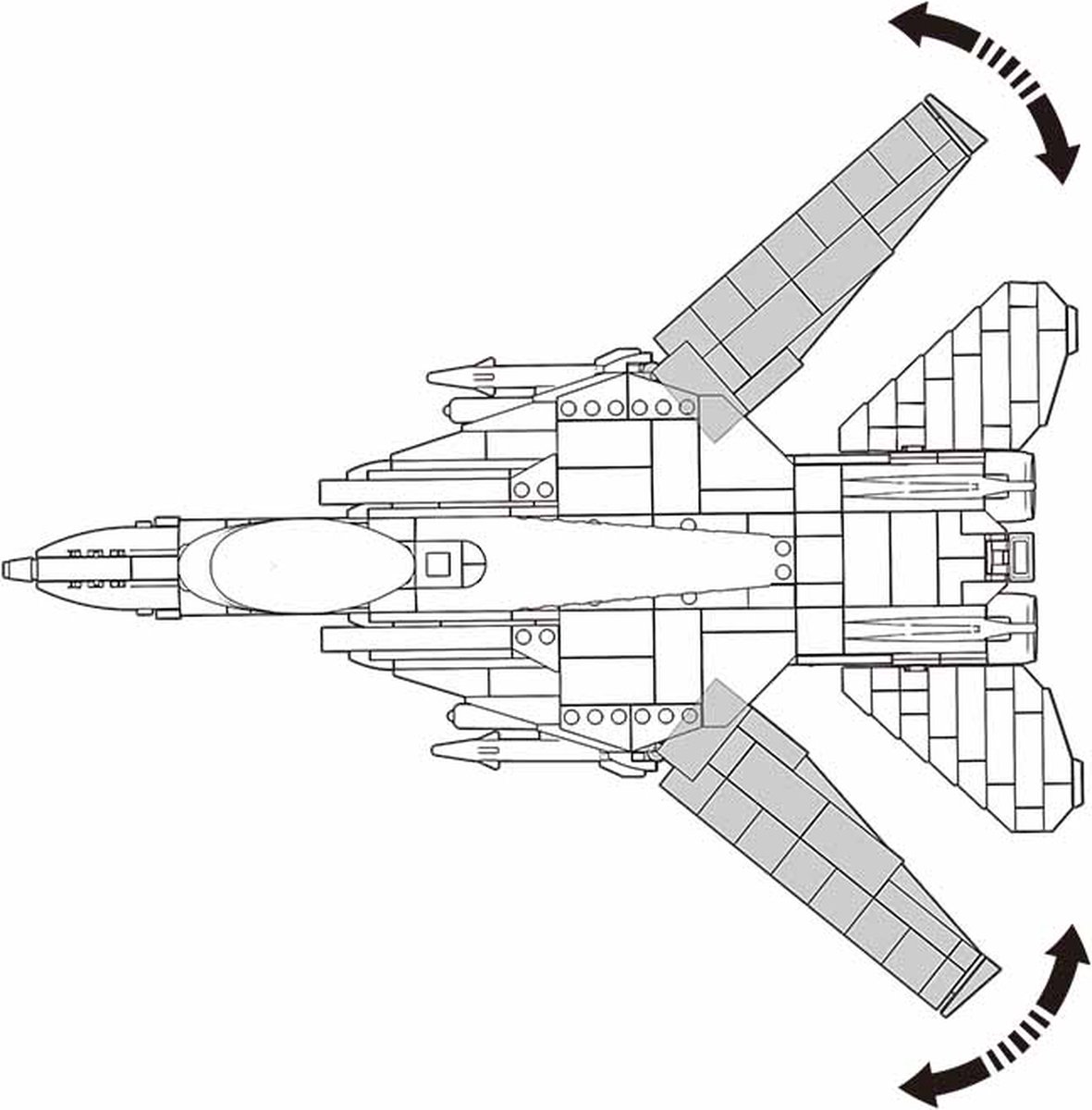Sluban ModelBricks F-18 Tomcat Straaljager - Constructiespeelgoed modelbouw - bouwdoos met 404 bouwstenen - M38-B0755 - vanaf 8 jaar — afbeelding 6