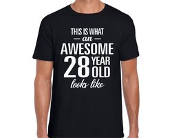 Awesome 28 years - geweldig 28 jaar cadeau t-shirt - zwart - voor heren - Verjaardag cadeau - korte mouwen XL