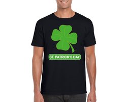 St. Patricksday klavertje t-shirt zwart heren - St Patrick's day kleding S