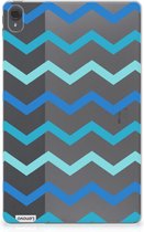 Leuk Siliconen Hoes Lenovo Tab P11 | P11 Plus Cover Zigzag Blauw met doorzichte zijkanten