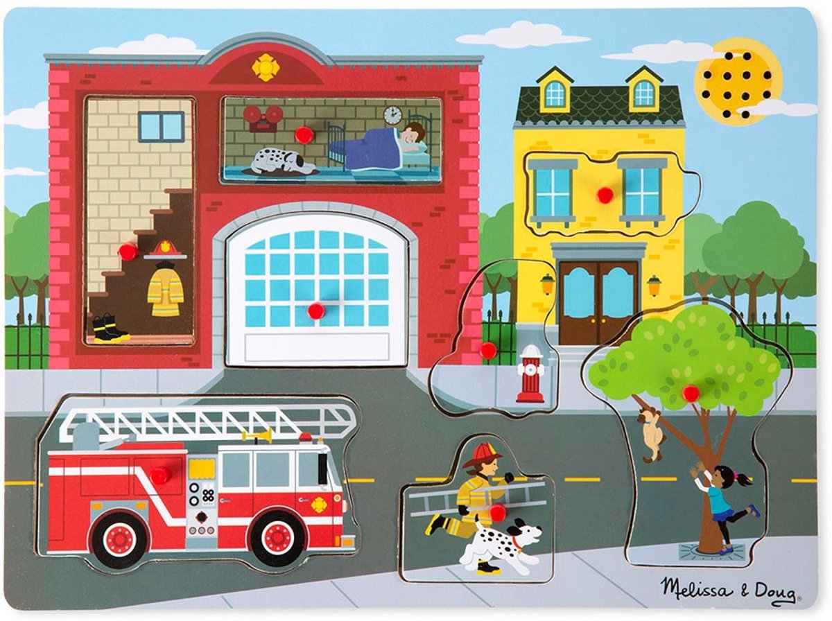 Melissa & Doug Vormenpuzzel Brandweerkazerne Junior Hout 8 Stukjes