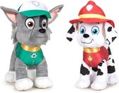 Paw Patrol knuffels setje van 2x karakters Rocky en Marshall 27 cm - Kinder speelgoed hondjes cadeau