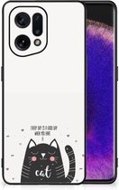 Mobiel TPU Hard Case OPPO Find X5 Telefoon Hoesje met Zwarte rand Cat Good Day