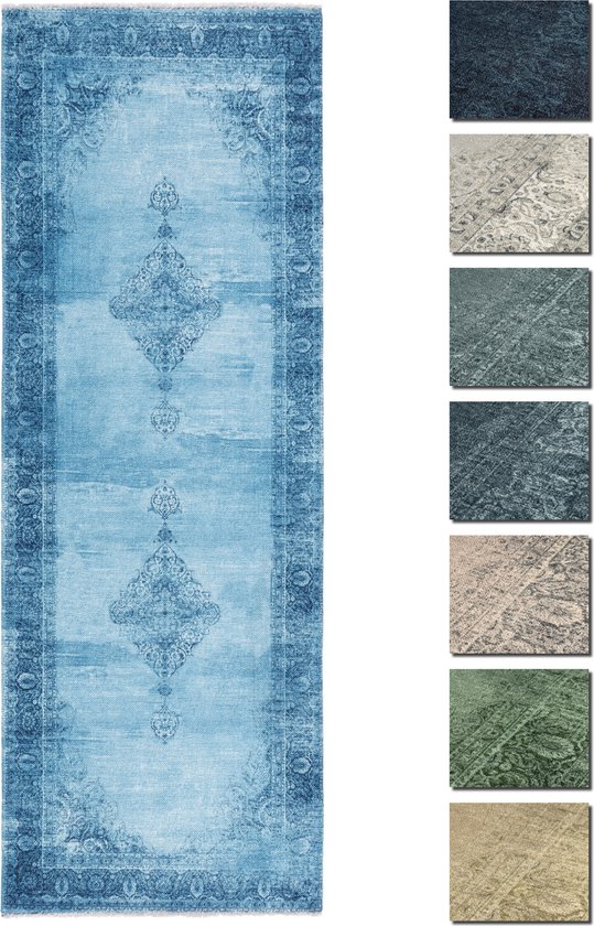 Blauw kelim vloerkleed vintage - Merel in Wonderland