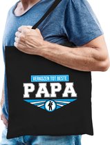 Verkozen tot beste papa katoenen tas zwart voor heren - verjaardag / Vaderdag - kado shopper