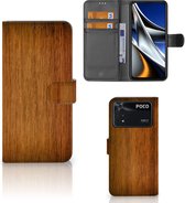 Telefoonhoesje Xiaomi Poco X4 Pro 5G Wallet Book Case Donker Hout