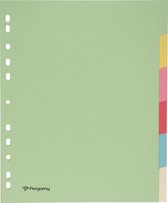 Pergamy tabbladen ft A4 maxi, 11-gaatsperforatie, karton, geassorteerde pastelkleuren, 6 tabs 50 stuks