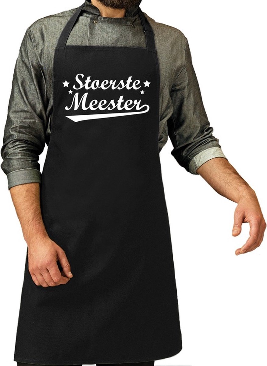 Stoerste meester cadeau bbq/keuken schort heren - Einde schooljaar/ meesterdag cadeau