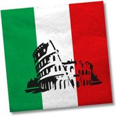 100x Italie landen vlag thema servetten 33 x 33 cm - Papieren wegwerp servetjes - Italiaanse vlag/Colosseum feestartikelen - Landen decoratie