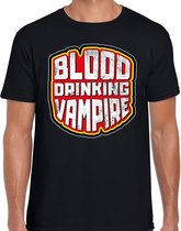 Halloween - Halloween t-shirt habillé de vampire buvant du sang noir pour homme - chemise d'horreur / vêtements / costume S