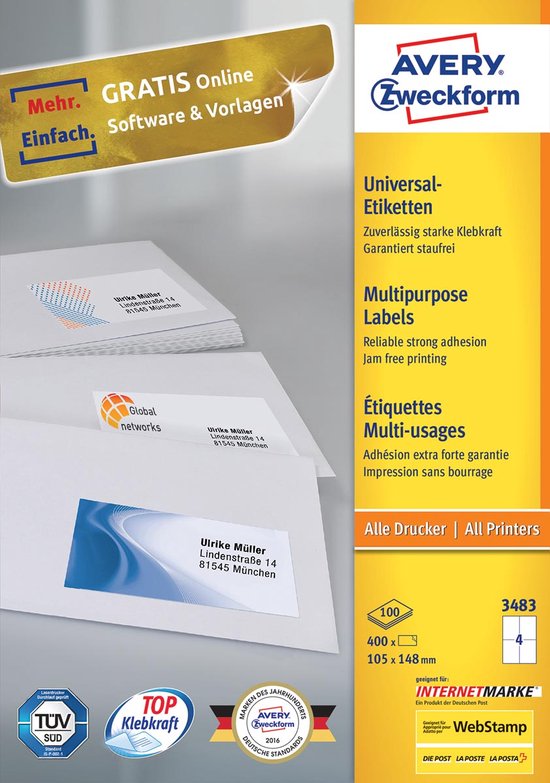 Étiquette d'imprimante Avery 3483