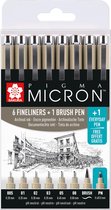 Fineliner brush sakura pigma micron 7 + 1 pn | Blister a 8 stuk | 6 stuks