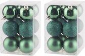 36x stuks kunststof kerstballen donkergroen 6 cm mat/glans/glitter - Onbreekbare plastic kerstballen - Kerstversiering