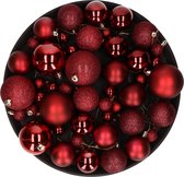 Set de Décorations de Noël boules en rouge foncé 6 - 8 - 10 cm paquet - 50x pièces - mélange mat/brillant/paillettes