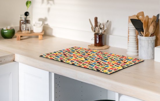 KitchenYeah® Inductie beschermer 30x52 cm - Patronen - Koffie - Theepot - Retro - Kookplaataccessoires - Afdekplaat voor kookplaat - Inductiebeschermer - Inductiemat - Inductieplaat mat