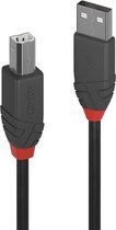 LINDY 36676 7,5 m USB 2.0 type A naar B kabel, antraciet lijn