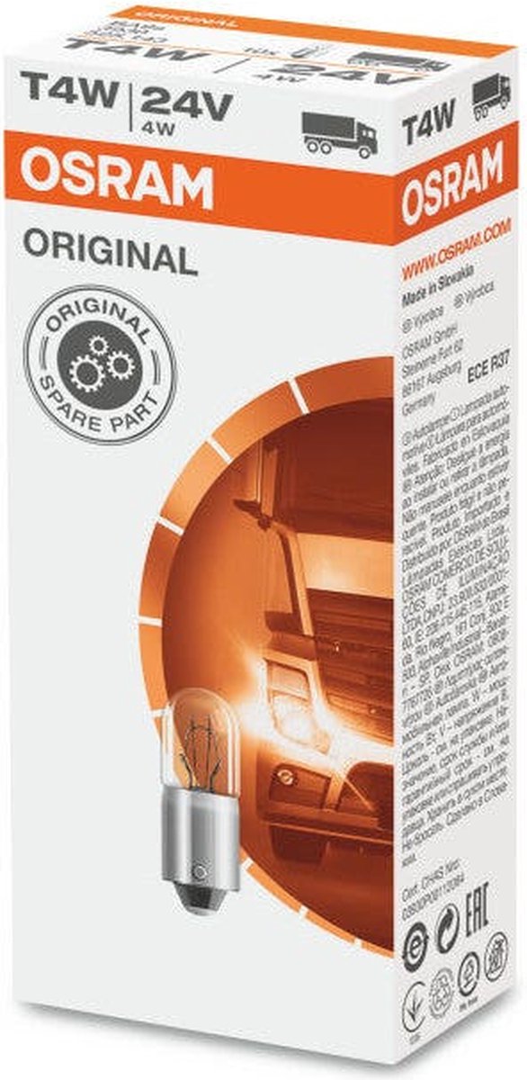 10 Ampoules Halogènes OSRAM T4W 12V BA9S - Éclairage Intérieur Voiture - Original