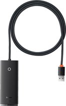 Adaptateur USB-C Baseus 5-en-1 Câble USB-A de 1 mètre Zwart