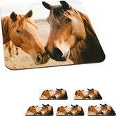 Onderzetters voor glazen - Paard - Strand - Dieren - 10x10 cm - Glasonderzetters - 6 stuks