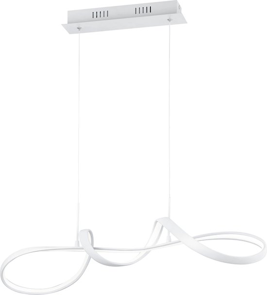 LED Hanglamp - Hangverlichting - Torna Peruino - 37W - Natuurlijk Wit 4000K - Dimbaar - Rond - Mat Wit - Aluminium