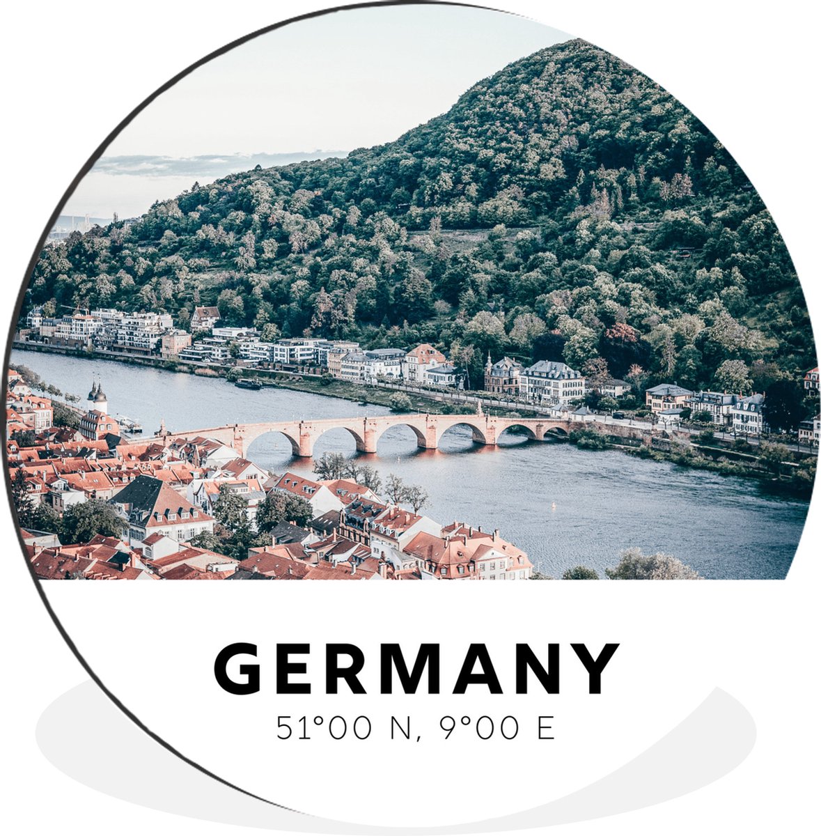 WallCircle Wandcirkel - Muurcirkel - Duitsland - Heidelberg - Zomer - Aluminium - Dibond - 60x60 cm - Binnen en Buiten Multicolor