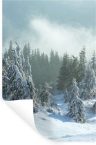 Muurstickers - Sticker Folie - Bos - Sneeuw - Winter - 60x90 cm - Plakfolie - Muurstickers Kinderkamer - Zelfklevend Behang - Zelfklevend behangpapier - Stickerfolie