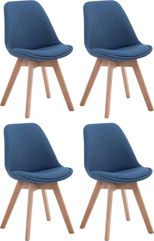 CLP Borneo V2 Set van 4 eetkamerstoelen - Stof blauw natura