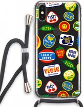 Case Company® - Coque pour iPhone XS avec cordon - Autocollant de fruits - Coque de téléphone avec cordon Zwart - Protection Extra sur tous les côtés et sur le bord de l'écran