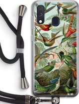 Case Company® - Hoesje met koord geschikt voor Samsung Galaxy A40 hoesje met Koord - Haeckel Trochilidae - Telefoonhoesje met Zwart Koord - Bescherming aan alle Kanten en Over de Schermrand