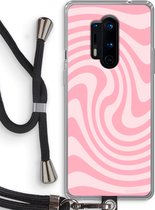 Case Company® - Hoesje met koord geschikt voor OnePlus 8 Pro hoesje met Koord - Swirl Roos - Telefoonhoesje met Zwart Koord - Bescherming aan alle Kanten en Over de Schermrand