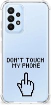 Smartphonehoesje Geschikt voor Samsung Galaxy A23 Telefoon Hoesje met doorzichtige rand Finger Don't Touch My Phone