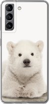 Geschikt voor Samsung Galaxy S21 hoesje - IJsbeer - Dieren - Kinderen - Wit - Jongens - Meisjes - Siliconen Telefoonhoesje