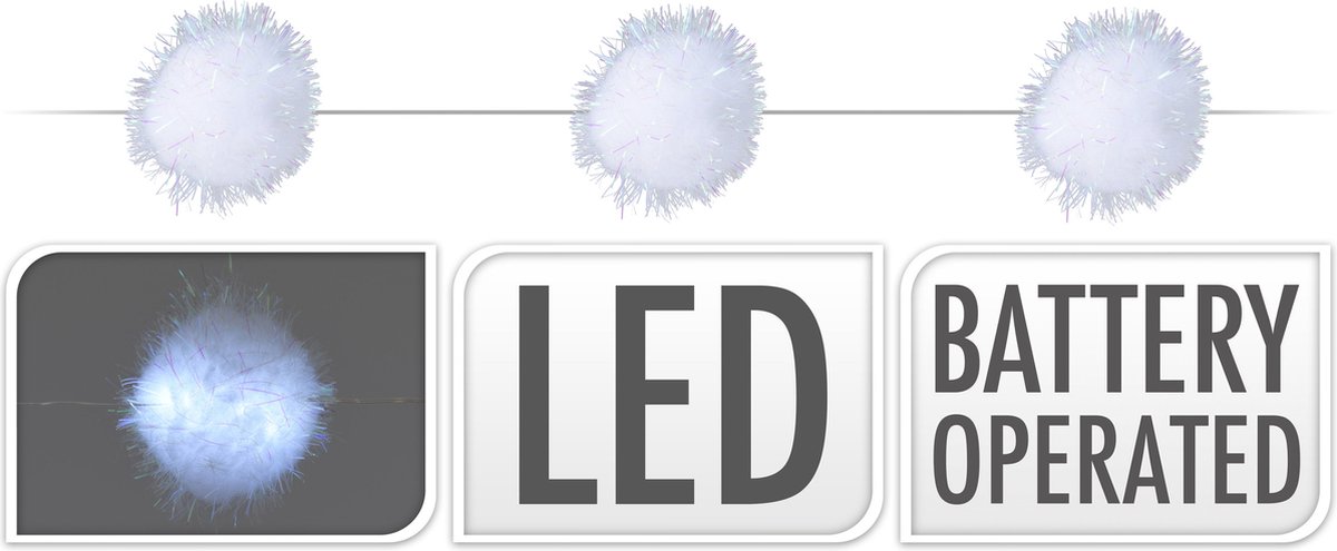 Guirlande lumineuse à piles mini boules 1,5M 20 LED blanc froid