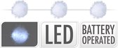 1x LED lichtsnoeren met 20 sneeuwballen lampjes van 5 cm op batterijen 190 cm - Met timer - Kerstverlichting