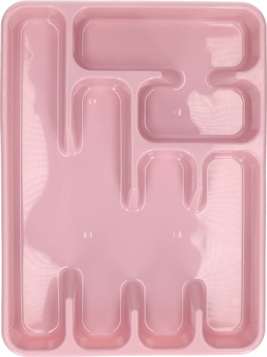 2x stuks kunststof bestekbak/bestekhouders 6-vaks oud roze - 40 x 30 x 5 cm - Keuken lades opbergers - vakverdelingen
