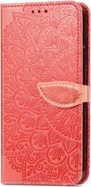 Peachy Wallet Bookcase kunstleer mandala hoesje voor iPhone 13 - rood