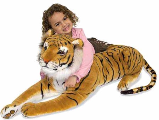 Brubaker XXL Tiger Kuscheltier 110 cm - liegend Stofftier Plüschtier - Mehrfarbig