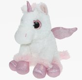 Pluche knuffel dieren Unicorn/eenhoorn wit/roze van 20 cm - Speelgoed knuffels - Cadeau voor meisjes