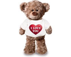 Knuffel teddybeer hartje - i love you - 43 cm - pluche - met shirt