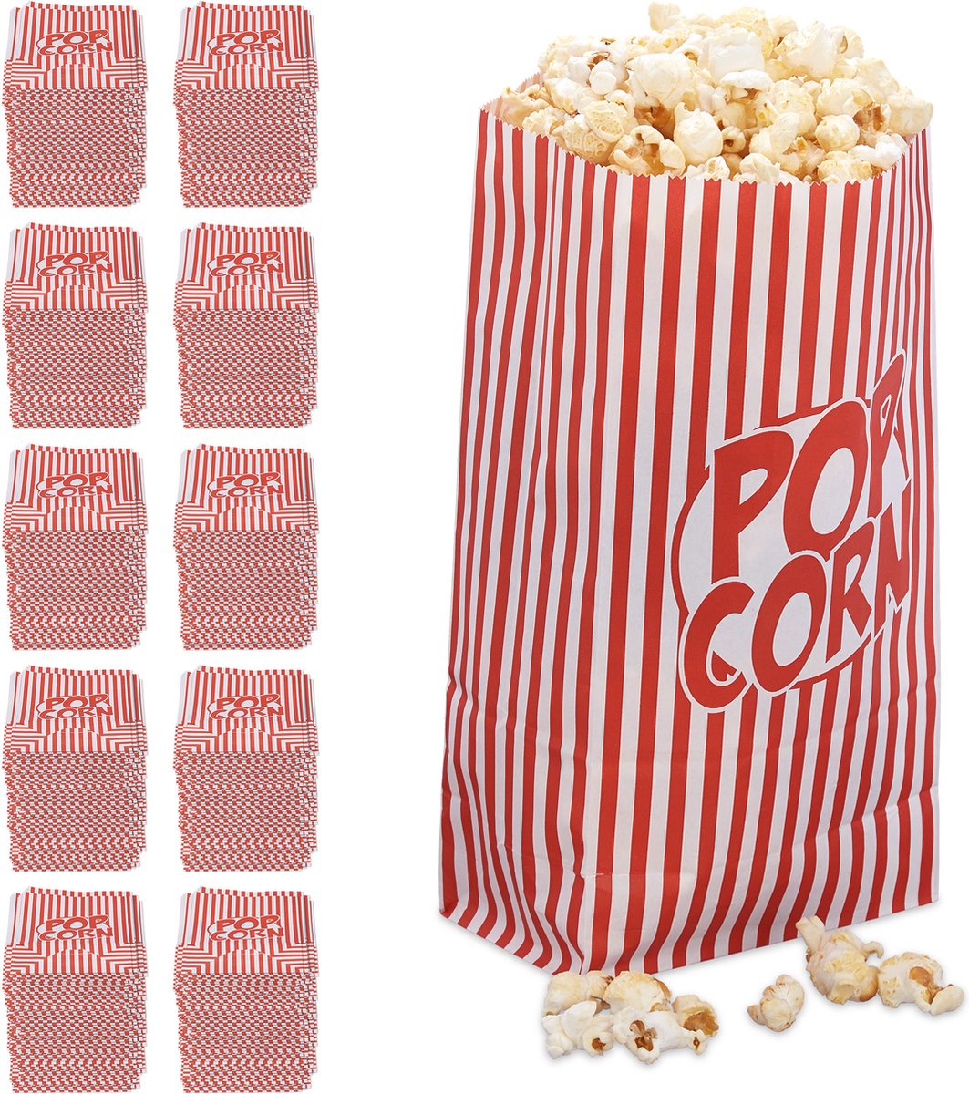 Sacs à Pop-corn, Sacs à Pop-corn En Papier, Sac à Bonbons En Boîte à Pop-corn, Petit Sac à Pop-corn, Rayures Rouges Et Blanches, Pop-corn, 200 Pièces