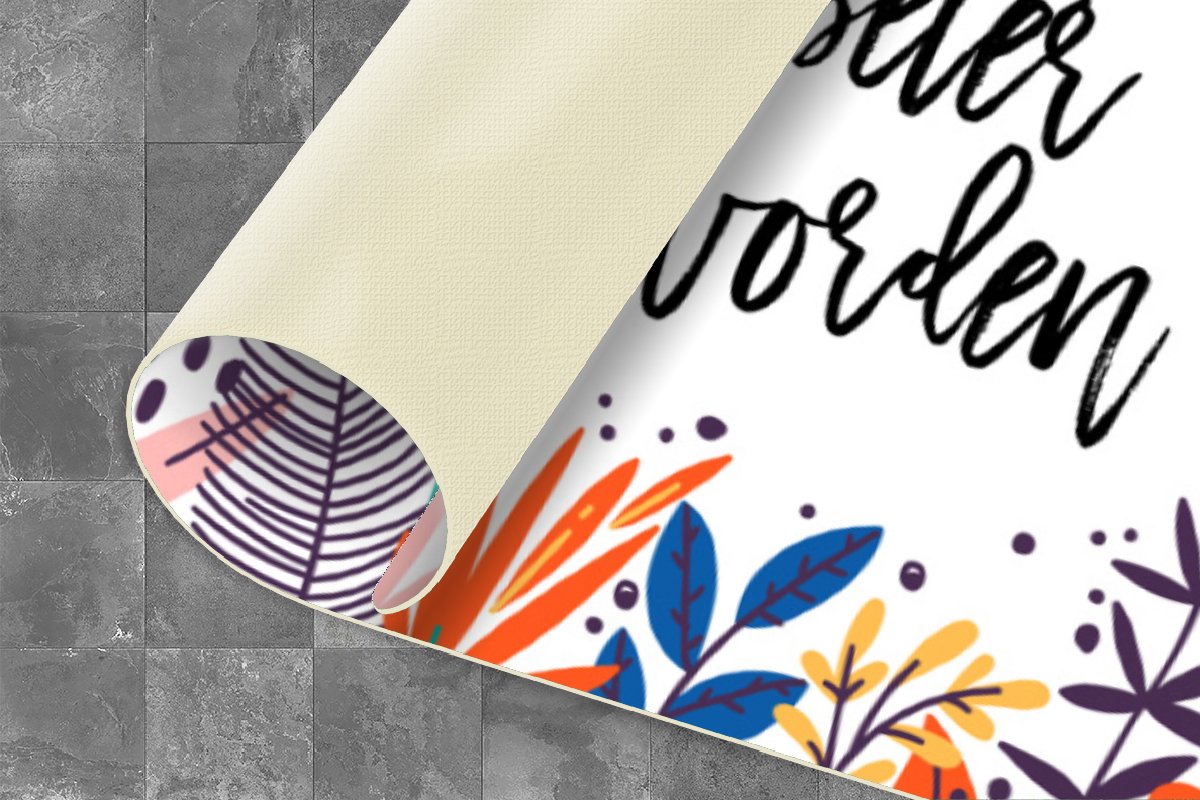 KitchenYeah Keukenloper - Loper keuken - Get well soon - Quote - Planten - 120x60 cm - Keukenloper vinyl Multicolor