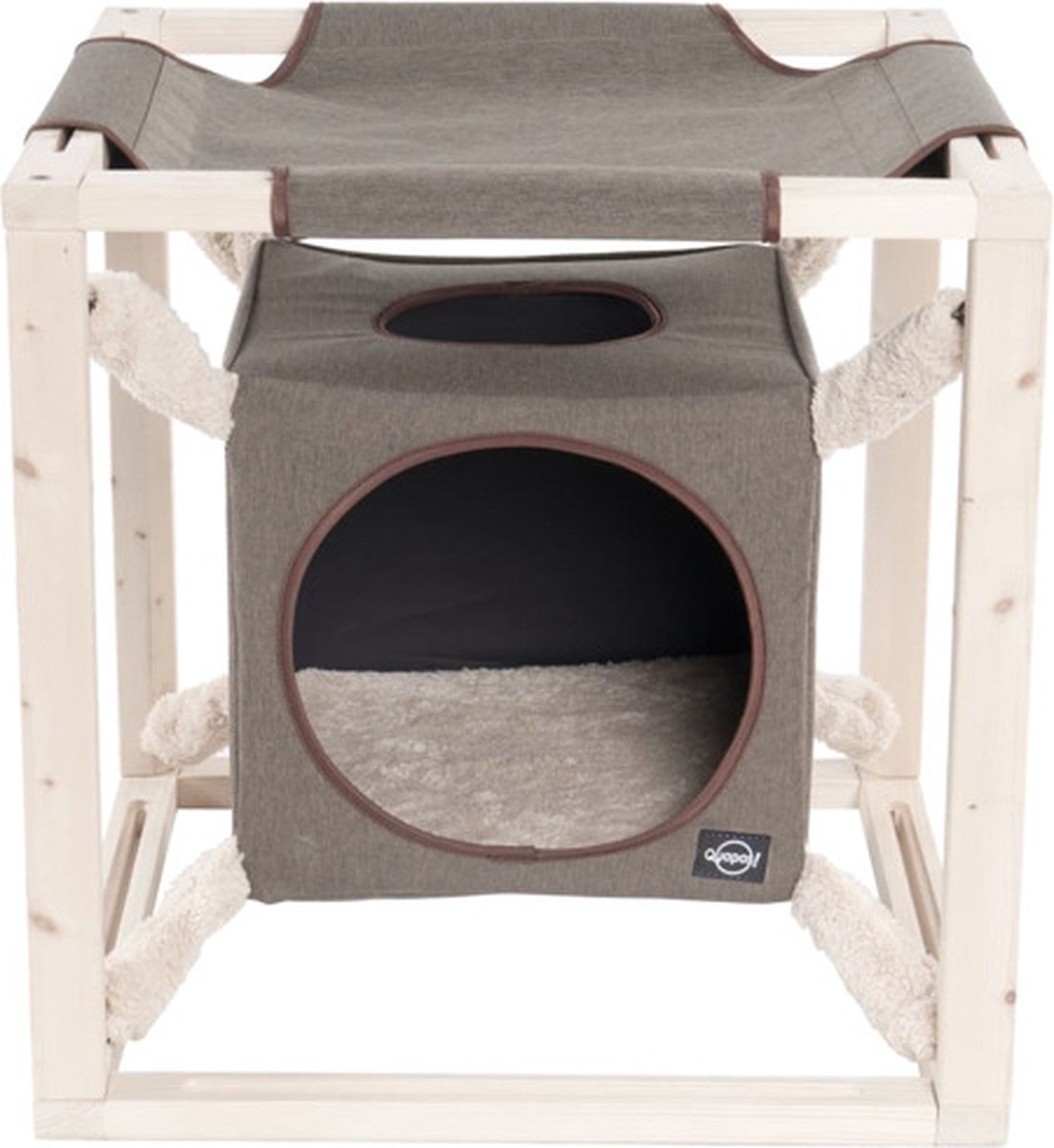 Quapas! Kattenbed met hangmat Catcube L 62.5x62.5x62.5 cm olijfgroen