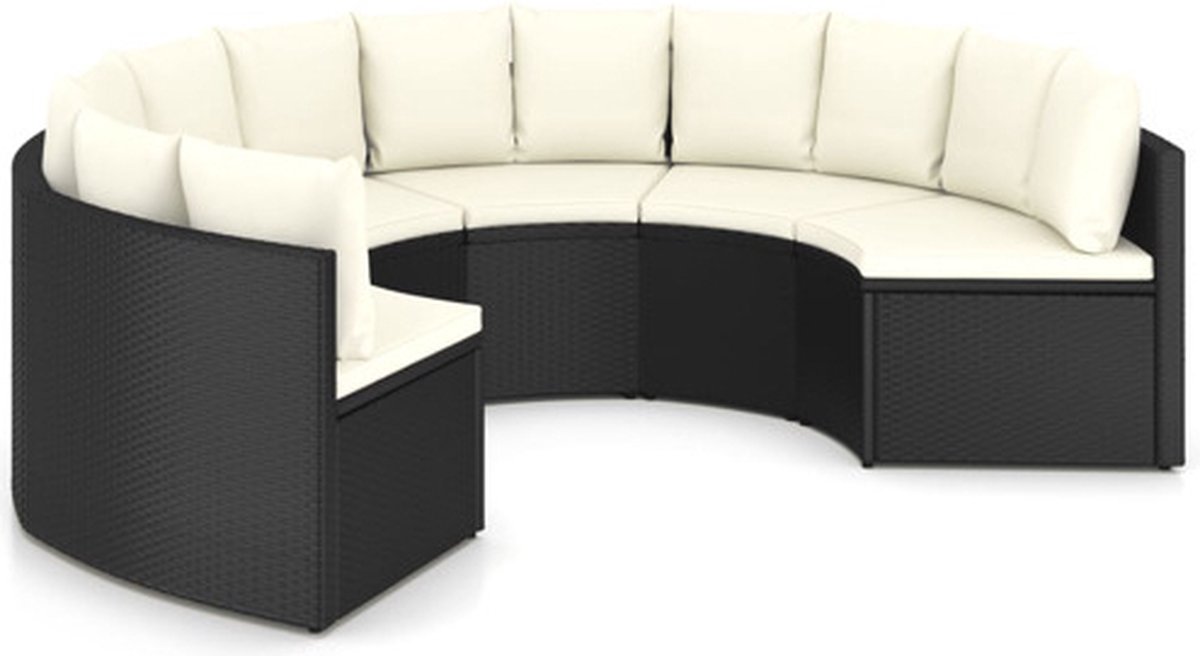 vidaXL 6-delige Loungeset met kussens poly rattan zwart