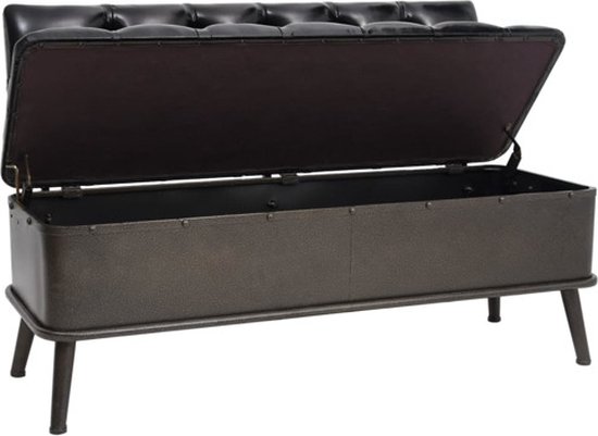 Banc de rangement vidaXL avec dossier 110 cm similicuir noir - Banc de rangement - Bancs de rangement - Coffre de rangement