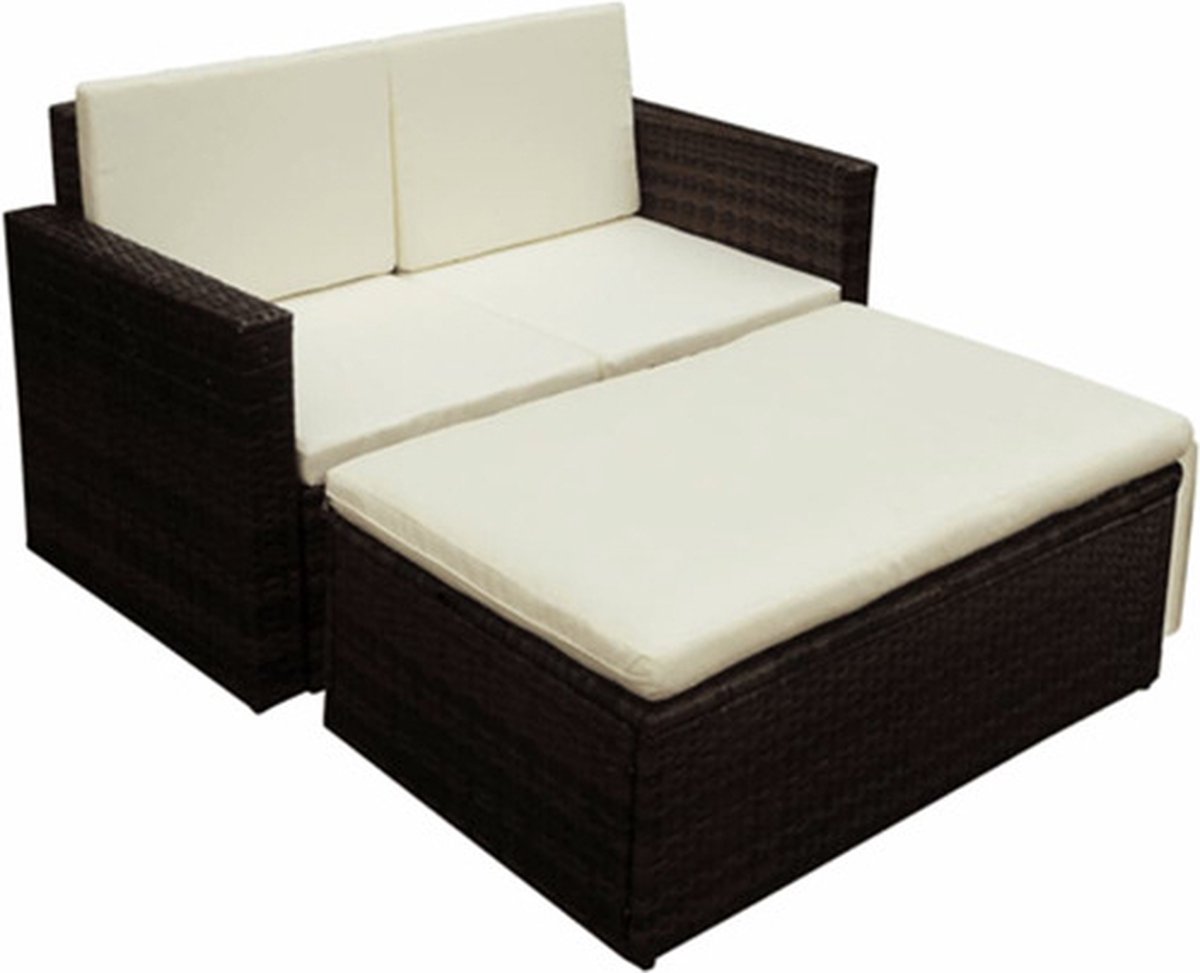 VidaXL loungeset + kussens poly rattan bruin 2-delig