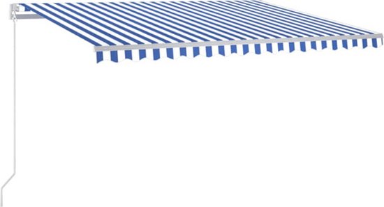 vidaXL Auvent extensible manuellement avec LED 450 x 350 cm Bleu et blanc