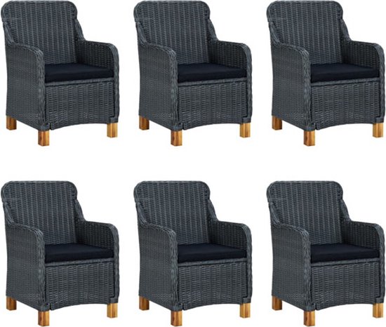 vidaXL Ensemble de jardin 9 pièces avec coussins Poly rotin gris foncé